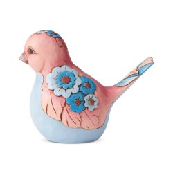 Rosa Fugl med blomster - Jim Shore 6006234