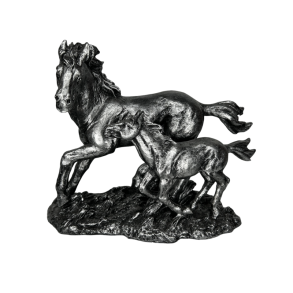 Hest med f�l Silver Dark