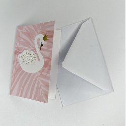 Svane med Krone - Kort med Kuvert