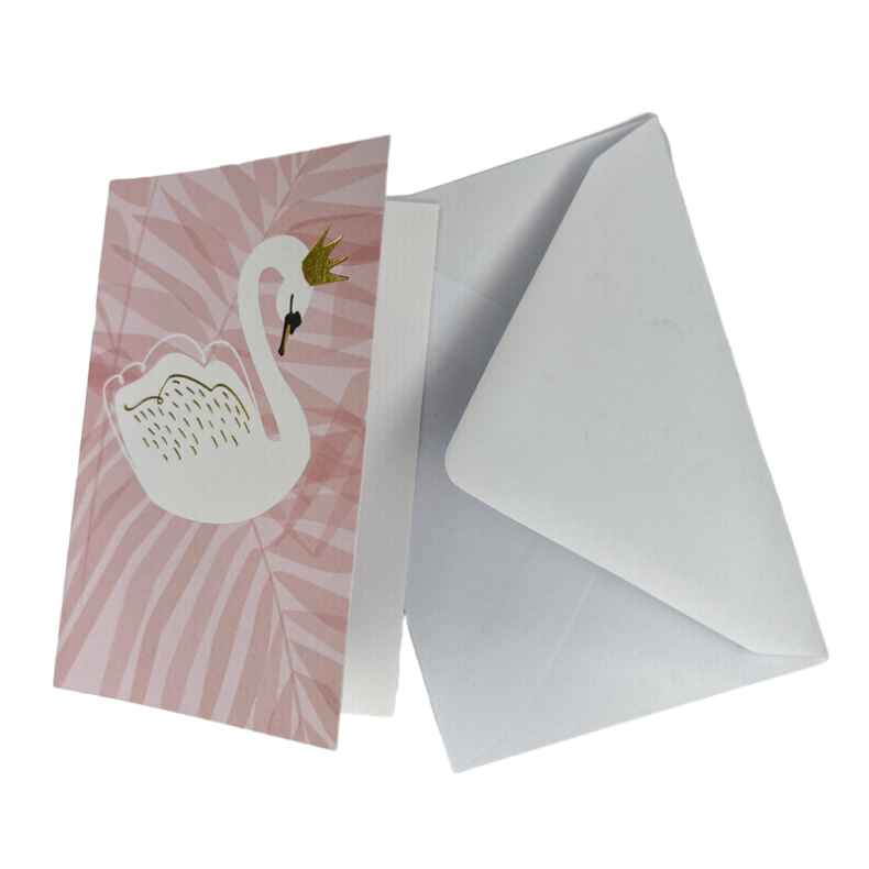 Svane med Krone - Kort med Kuvert