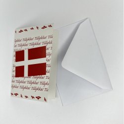 Flag og Tillykke - Kort med Kuvert