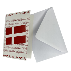 Flag og Tillykke - Kort med Kuvert