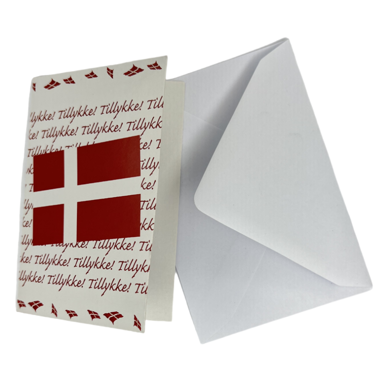 Flag og Tillykke - Kort med Kuvert