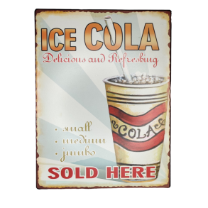 Cola Metal skilt med tekst 