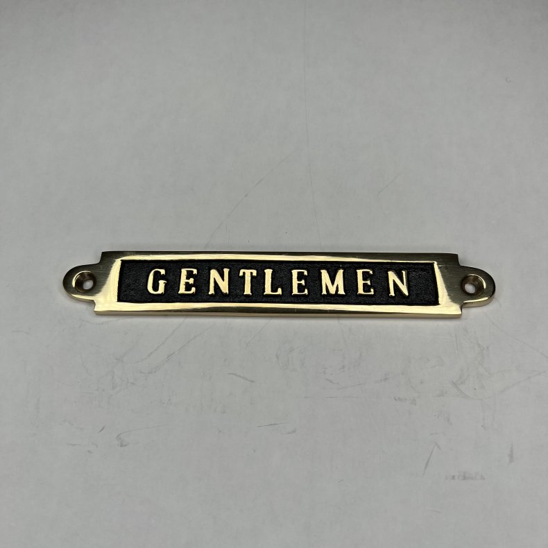 Gentlemen skilt i Messing