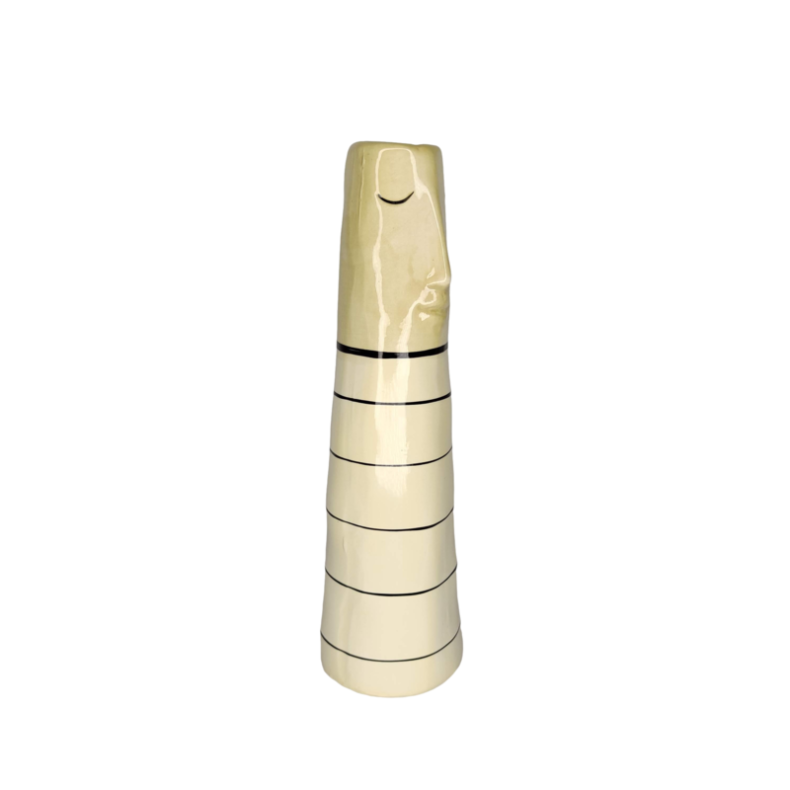 Stribet Gul Vase m. Ansigt - Speedtsberg