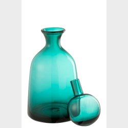 Turkis Glas Vase med l�g (J-Line)