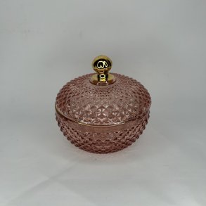 Lille Rosa glas sk�l med l�g - (La Vida)  