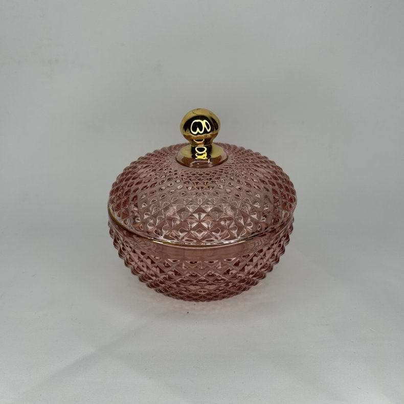 Lille Rosa glas sk�l med l�g - (La Vida)  