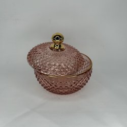 Lille Rosa glas sk�l med l�g - (La Vida)  