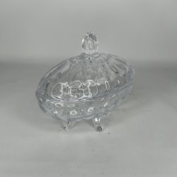 Oval Glas sk�l med l�g