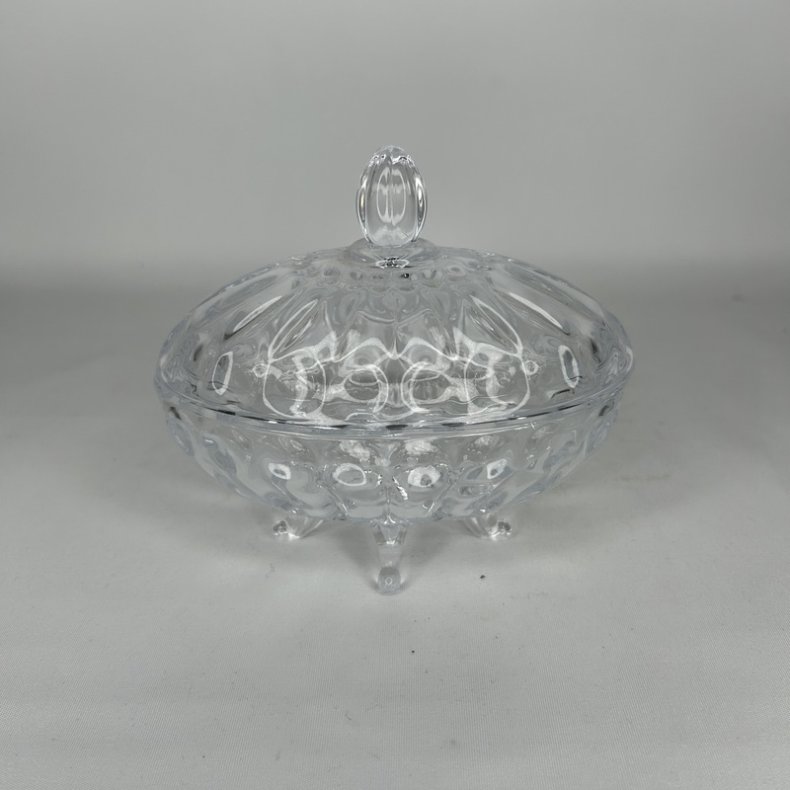 Oval Glas sk�l med l�g
