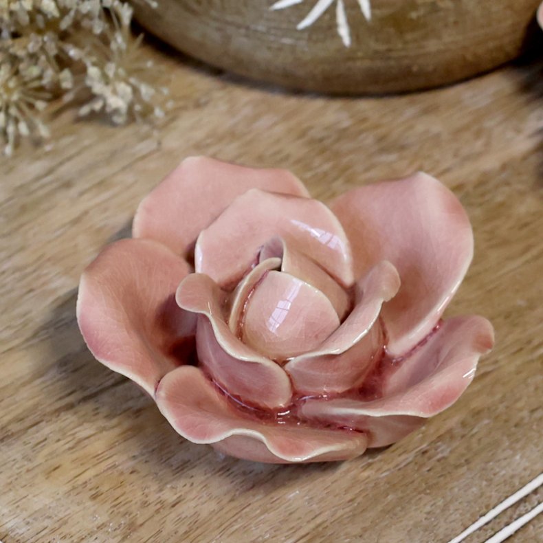 Rosa Deco Blomst 8,5 cm - Chic Antique