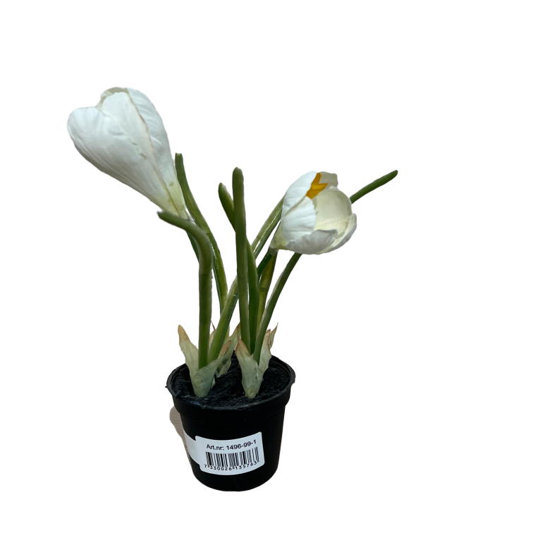 Hvid Krokus Kunstig Mini Plante