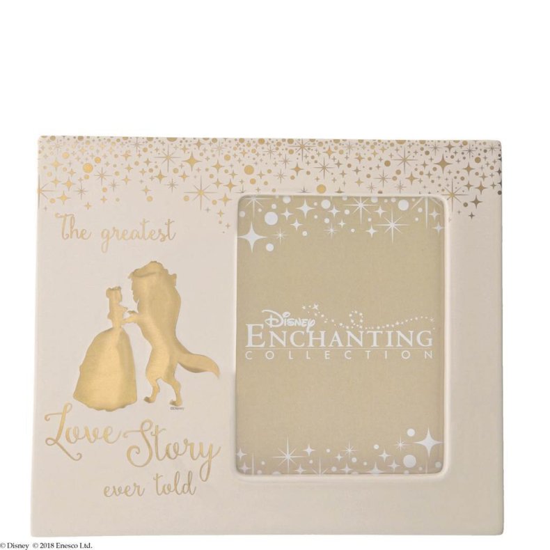 Flot Guldramme med Sknheden og Udyret (20 x 17 cm) 