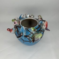 Birch Nielsen Vase med Fugle Turkis