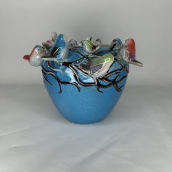 Birch Nielsen Vase med Fugle Turkis