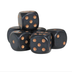 6 stk Terninger Sort Guld - Frede H�st 