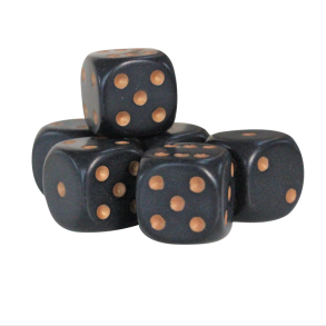 6 stk Terninger Sort Guld - Frede H�st 